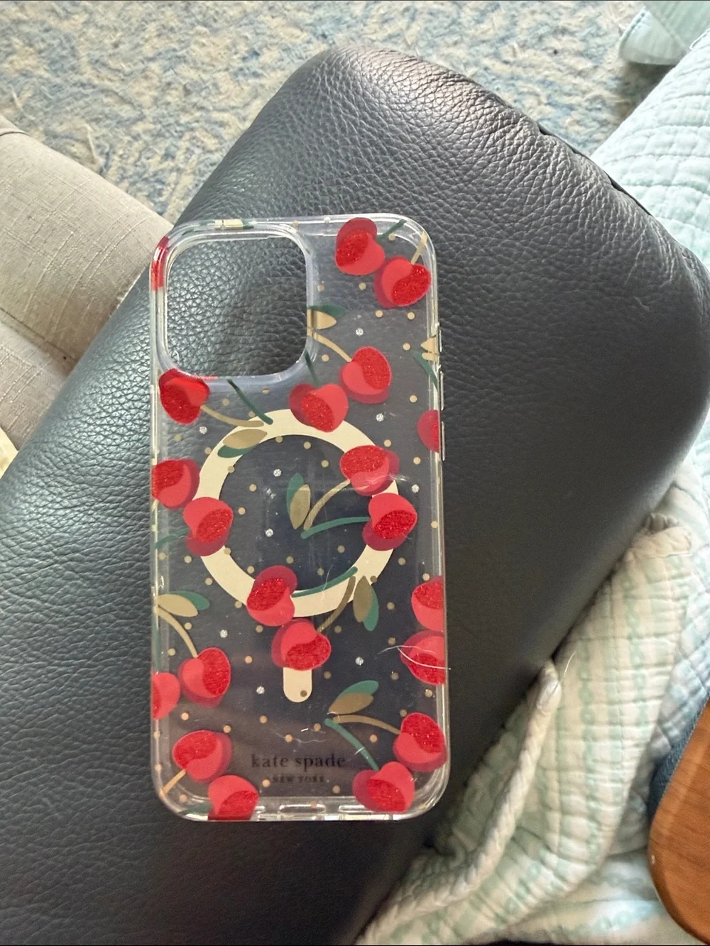 kate spade Clear iPhone Case with Red Cherry Design